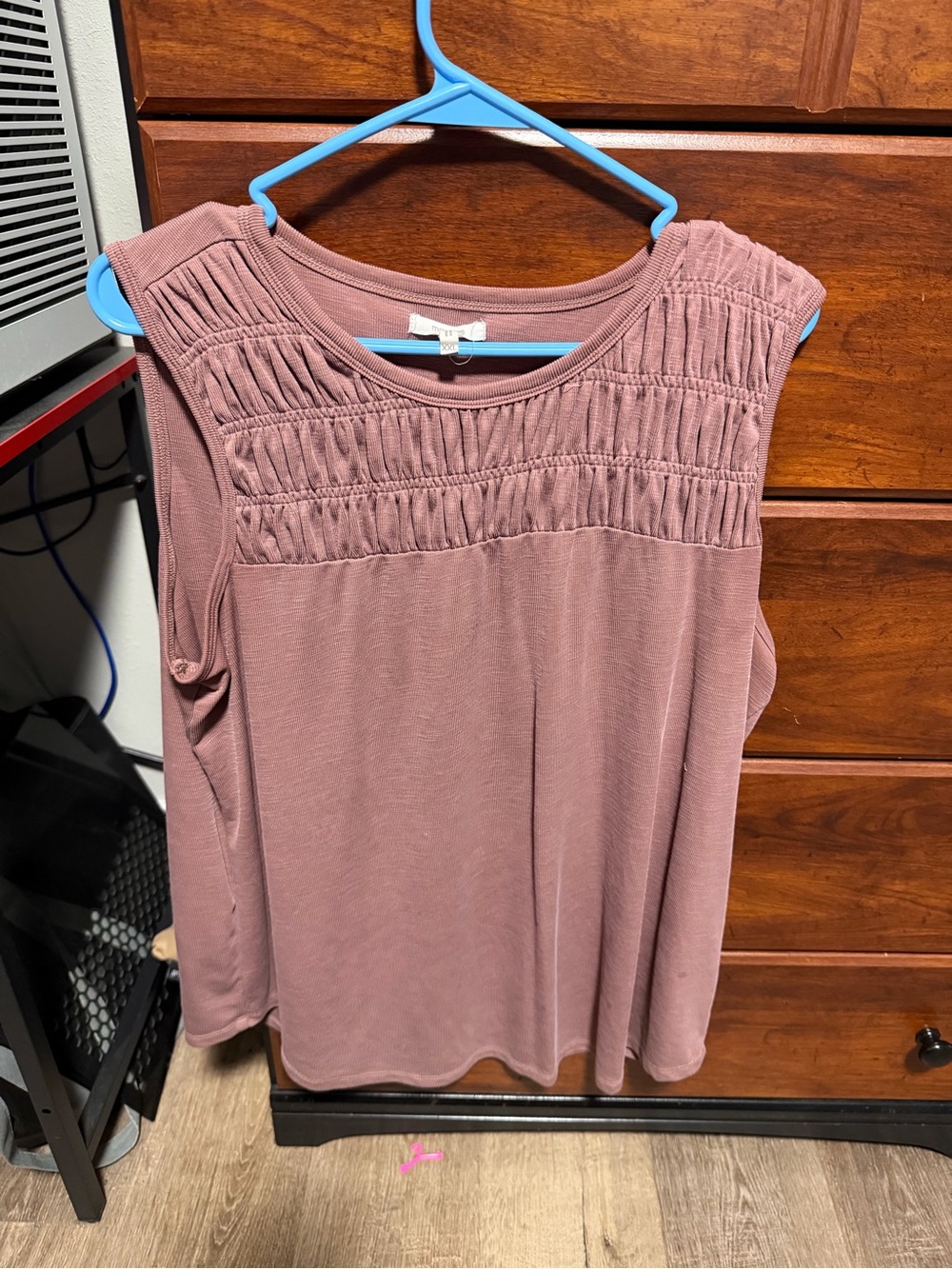 Maurices Mauve Ruched Yoke Tank Top
